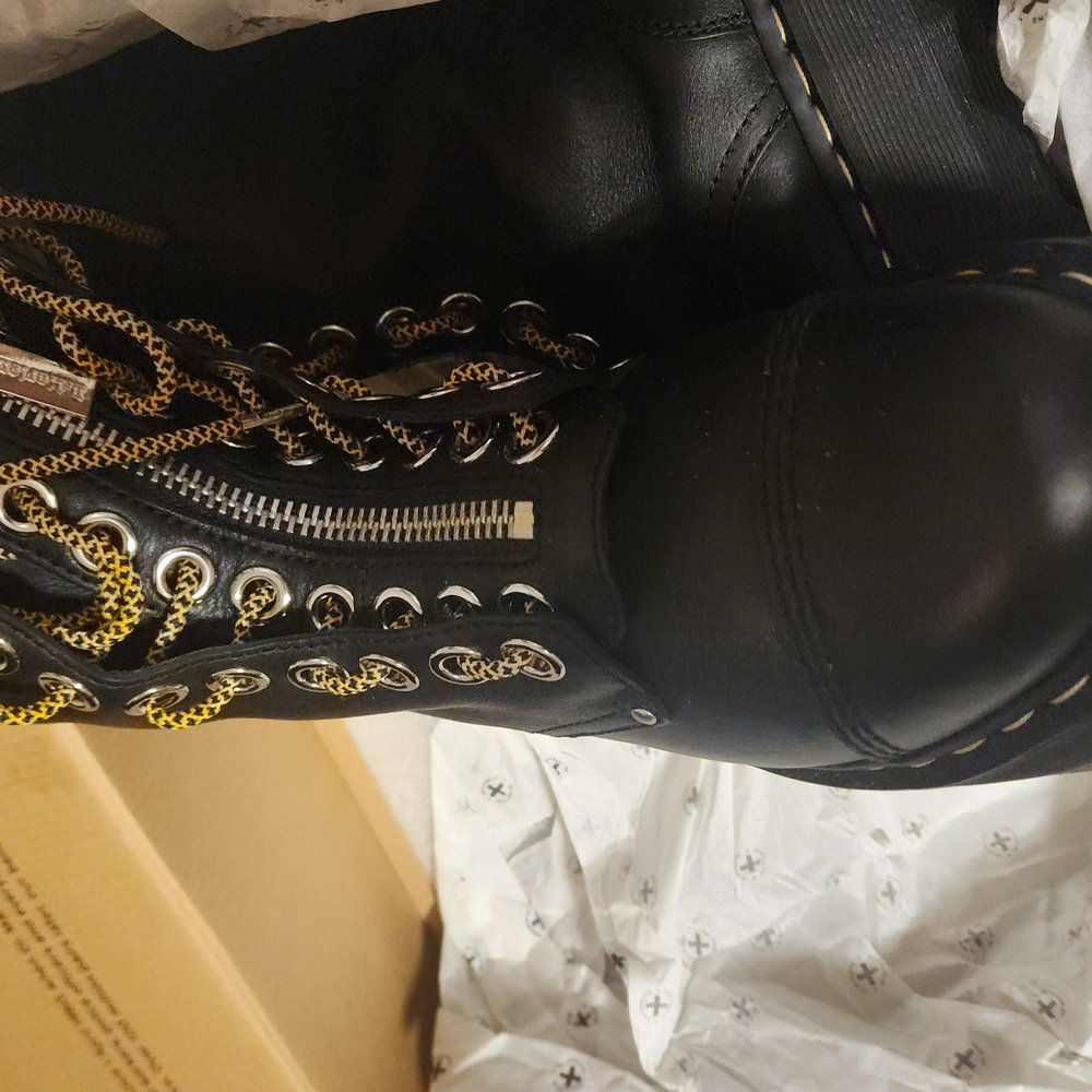 Dr. Martens Black Combat Boots with Rugged Sole